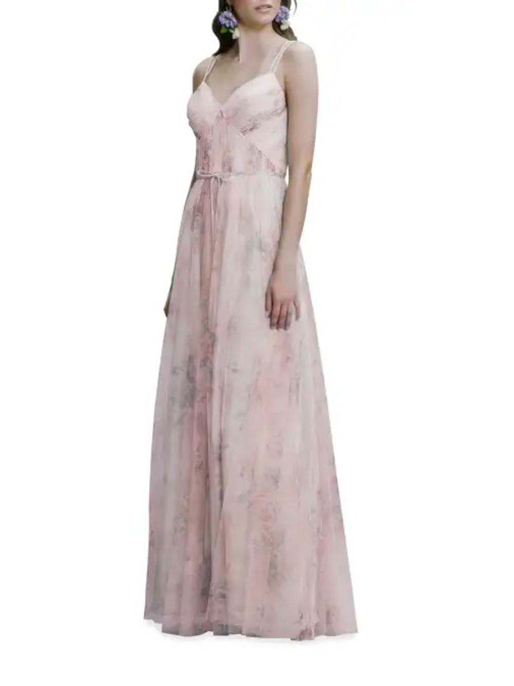 Marchesa Size 12 Water Color Floral Tulle Gown Blush Pink Formal Evening Dress
